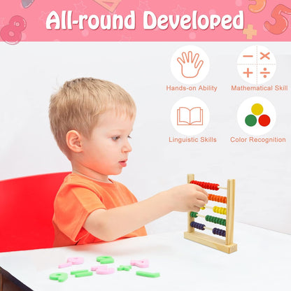 Sealive Wooden Counting Toy - 50 Beads Abacus for Kids Math, Cartoon Giraffe Counters for Kids, Counting Toys for Preschool Learning & Development, Develops Coordination, Motor Skills