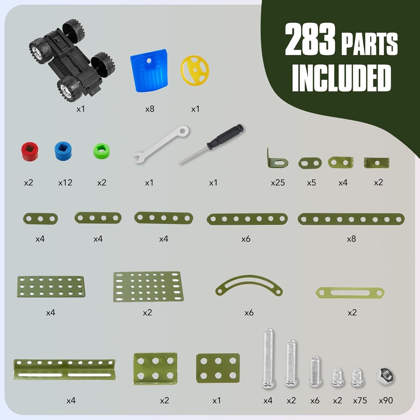 Stem Toys for Boys Age 8-12 - Off-Road Metal Model Car Kits, 283pcs Stem Building Toys Kits, Army Toy for 8-10，STEM Projects for Kids 10-12, 12-14 Engineering for Ages 14 and Up Adults