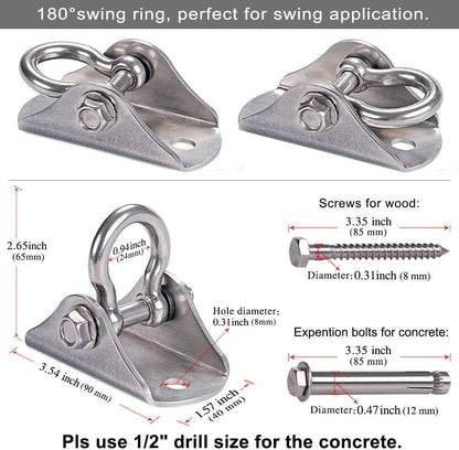 SELEWARE Anti-Squeaking Swing Hanger Stainless Steel Swing Set Hook Ceiling Mount Bracket for Hammock Chair Toddler Swing Yoga Swing Punching Bag 2 Packs