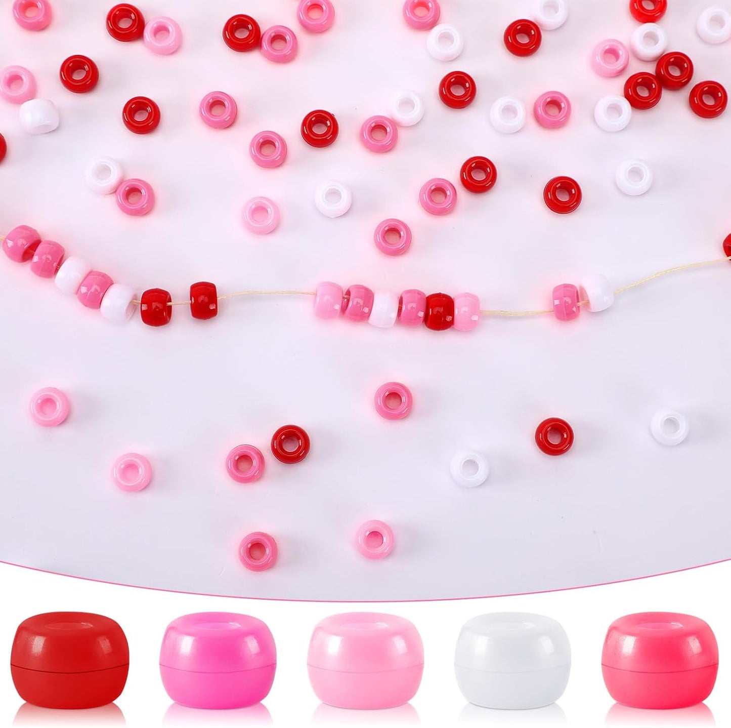 UPINS 1200Pcs Christmas Pony Beads Friendship Plastic Small Hair Beads Red Green White Pony Beads for Necklace Supplies (Christmas)
