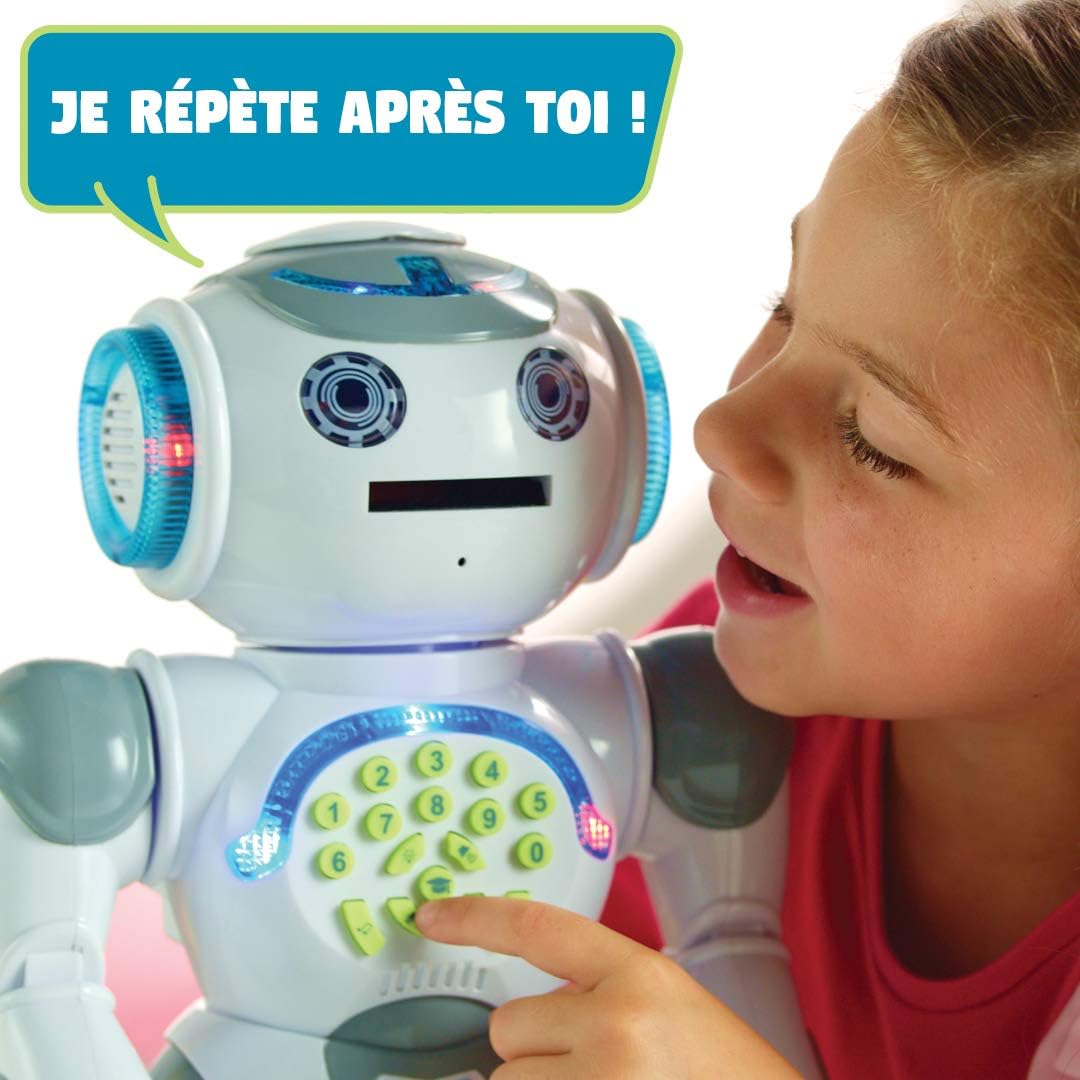 LEXiBOOK, Powerman Neo, My Robot Full of Technology, Remote Control and Gesture Control, Educational Activities in English, Programmable, Music and Dance, Sound and Light Effects, Blue/White, ROB18EN