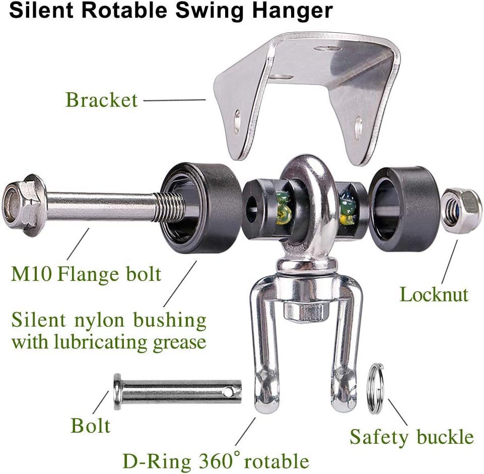 SELEWARE Anti-Squeaking Swing Hanger Stainless Steel Swing Set Hook Ceiling Mount Bracket for Hammock Chair Toddler Swing Yoga Swing Punching Bag 2 Packs