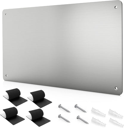 17.7" x 11.8" Black Metal Magnetic Board - Magnet Bulletin Board to Display Magnetic Letters Numbers Animal, Poetry, Spice Jars, Notes, Photos, Suitable for Wall, Refrigerator, Cubicle, Cabinet