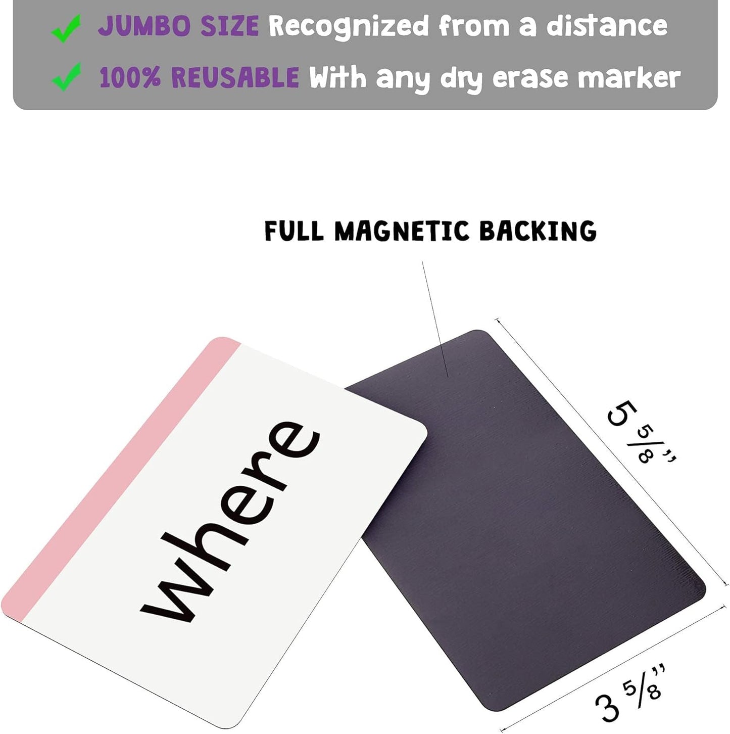 Attractivia 2nd Grade Sight Words Magnetic Flash Cards(Second Grade) - 46 Sturdy Large Dolch Cards for Literacy of Beginning Readers, Homeschool, Teachers and ESL