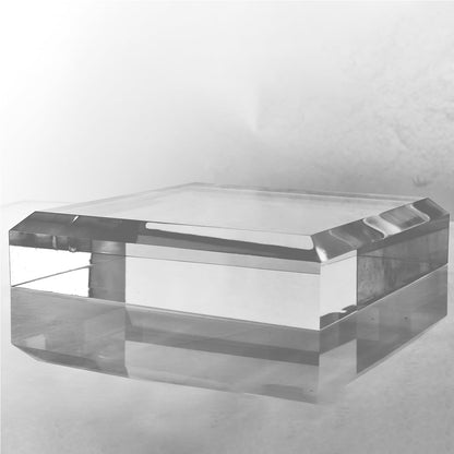 CiaoHER 2in Thickness Beveled Solid Acrylic Display Block Clear Polished Pedestal Stand Riser Solid Base (10x10)