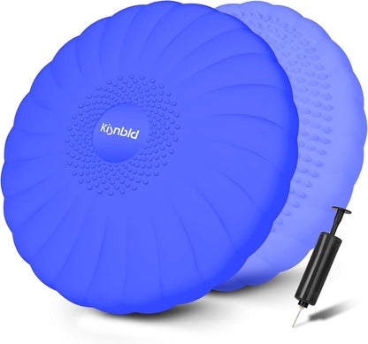 kisnbld Wobble Cushion, Extra Thick Wiggle Seat for Sensory Kids, Non-slip Balance Disc with Inflation Pump for Adults Core Strength, Posture Improvement & Physical Therapy (13.5in/34cm)