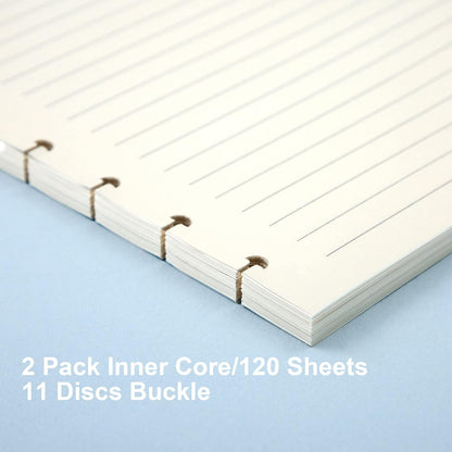 Discbound Notebook Refills for 11 Discs Notebooks 8.6 in x 12 in Letter Size 120 Sheets Multi-Subject Project Lined Pages Customizable Removable Pages(100 GSM) Heavyweight Planing Paper