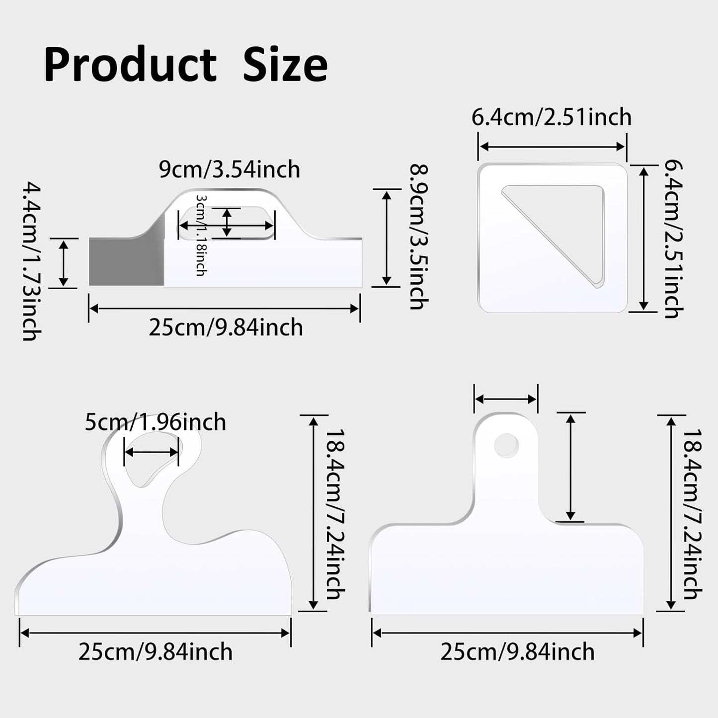 Router Templates, 4pcs Acrylic Charcuterie Board Handle Template, LYMOI Clear Cut Board Thick Handle Template, Angled Curvy Tracing Stencils Cut Guide Tools for Kitchen Woodworking. (Style 1)