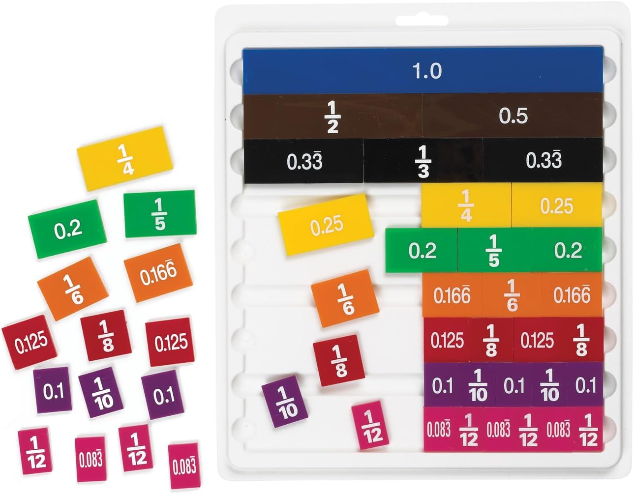 EAI Education Fraction/Decimal Tiles with Tray - Set of 51