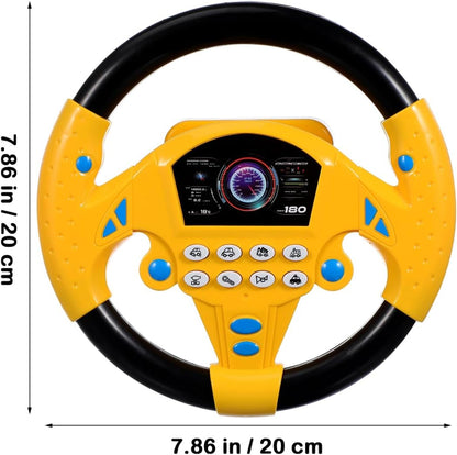 TOYANDON Kids Steering Wheel - Toddler Steering Wheel Toy, Simulated Driving Racing Car Game Controller, Pretend Driving Toy with Light and Music Electric Sounding Effects for Boys Girls (No Battery)