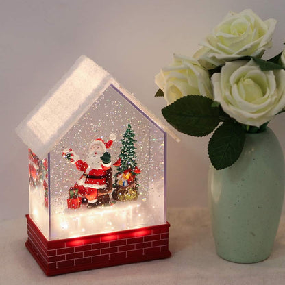 Eldnacele Musical Snow Globe Lantern with Timer, Lighted USB/Battery Operated Swirling Singing Water Glittering Lantern, Snow Globes for Adults and Kids Christmas Decoration- Santa