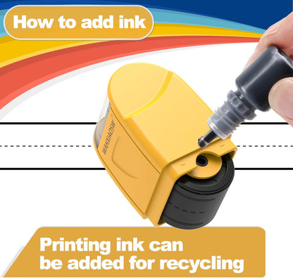 Handwriting Lines Stamp Roller Self-Inking Line Rolling Stamps Handwriting Practice Tool for Teachers Kids Kindergarten (Yellow)