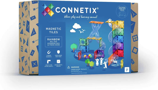 CONNETIX Magnetic Tiles Rainbow Ball Run Expansion Pack, 66 Pieces
