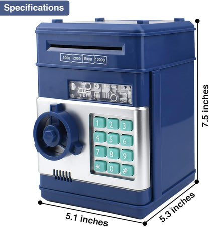 Mini ATM Piggy Bank ATM Machine Best Gift for Kids,Electronic Code Piggy Bank Money Counter Safe Box Coin Bank for Boys Girls Password Lock Case (Rose Gold)
