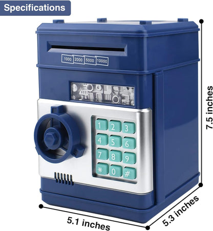 HUSAN Piggy Banks Money Banks for Kids, Electronic Password Code Money Banks ATM Banks Box Coin Bank for Children Boys and Girls (Grey Bue)