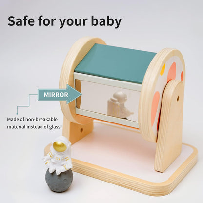 Twefex Montessori Spinning Drum, Montessori Toys for Babies 6-12 Months, Montisory Baby Toys for 1 Year Old Infant, Wooden Toy for Baby