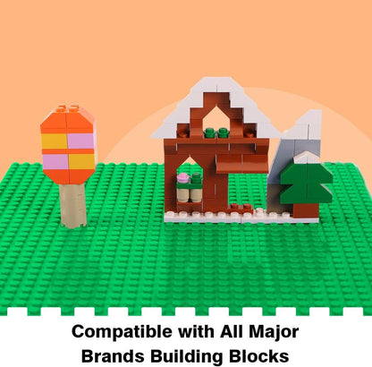 8 Pack Peel-and-Stick Building Baseplates, 10”x10” Classic Building Boards - 100% Compatible with All Major Brands of Toy Building Sets, Sturdy Stacking Play Table Top, Black