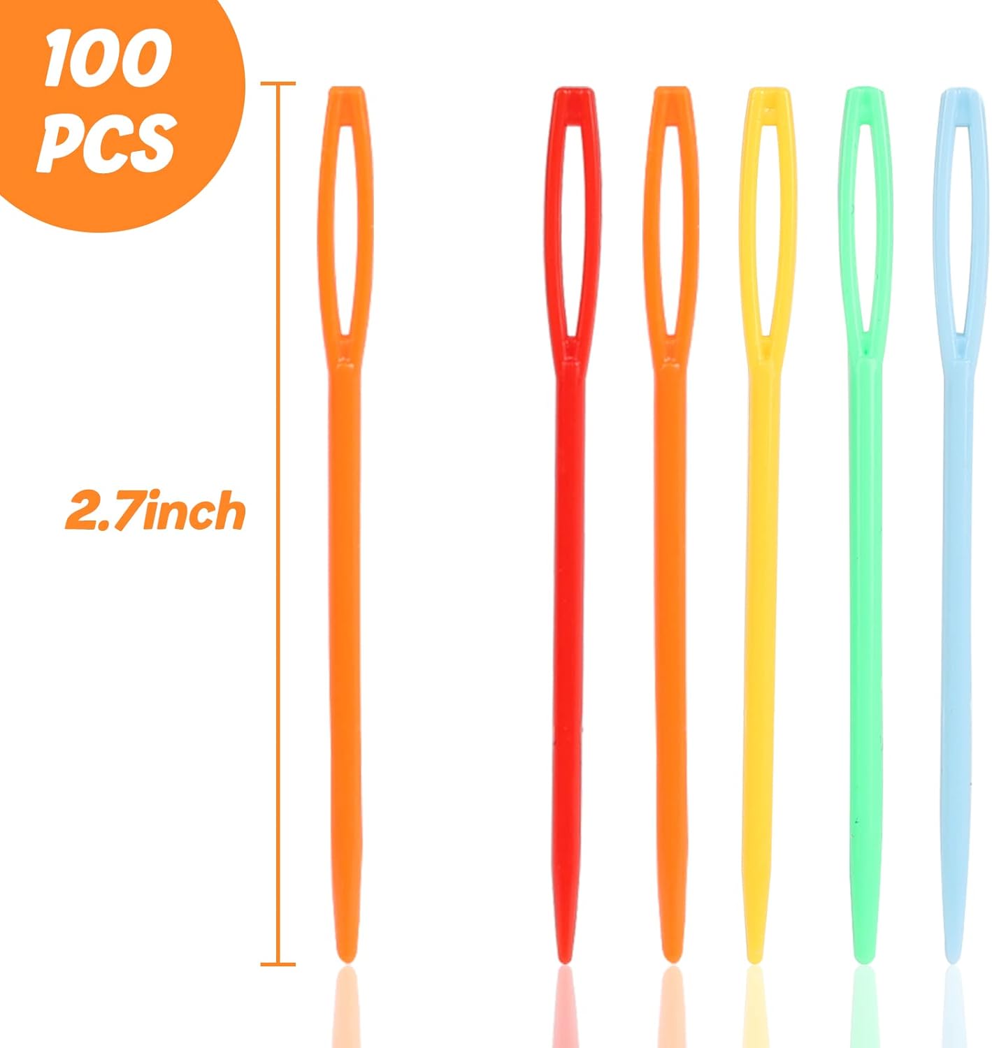 LOVEINUSA 100PCS Plastic Needles for Kids, Large Eye Yarn Needles for DIY Stitchery Plastic Sewing Needles Tapestry
