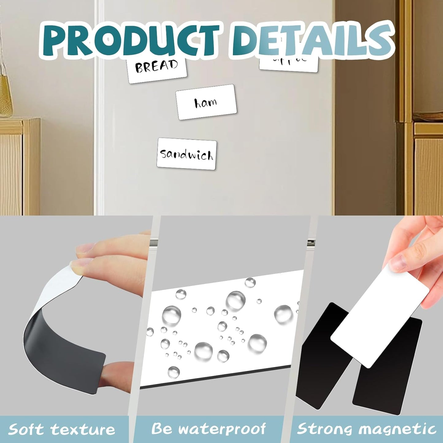 50 Pcs 4'' x 2'' Reusable Dry Erase Blank Magnetic Labels for Whiteboards