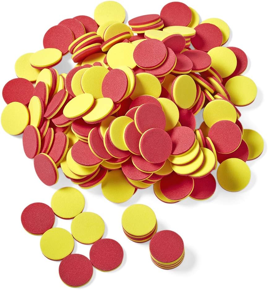 hand2mind Foam Two-Color Counters, Red and Yellow Counters, Counting Manipulatvies, Math Counters for Kids, Counting Chips, Math Manipulatives, Math Bingo Chips, Counters for Kids Math (Pack of 200)