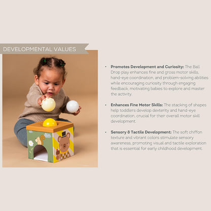 Taf Toys Baby Tissue Box Toy Silicone Baby Toys 6-12 Months Montessori Toys Sensory Activity & 10 Tissues for Fine Motor Development Soft Interactive Silicone Learning Cube for 1 Year Old Toddlers