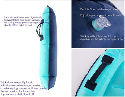 Inflatable Boogy Boards for Beach Travel Toys, 30” Cavas Slip Slide Water Park Body Surfing Board with Handles, Summer Fun Water Pool Game Toys for Kids 4,8,12 Ages