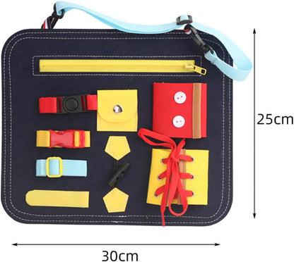 Montessori Felt Busy Board, Portable Sensory Toy, Fine Motor Skills & Life Skills Learning Board,Model a