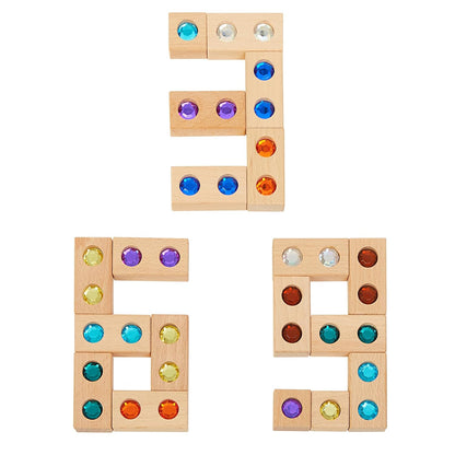 Excellerations Wooden Gem Blocks - Set of 50 with Tray