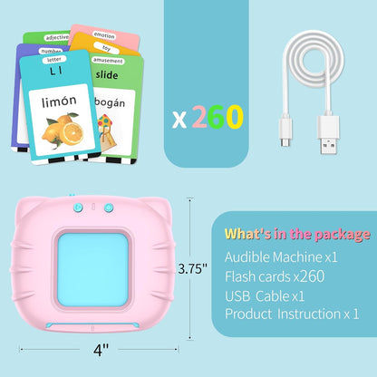Eaever 520 ABC Sight Words Talking Flash Cards, Christmas Birthday Gift for 2 3 4 5 6 Year Old Boys and Girls, Preschool-Learning-Activities, Toddler Educational Toys for Ages 1-6 Kids, Blue