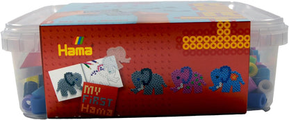 Hama Perlen 8753 Ironing Beads Box with Approx. 600 Maxi Beads, Small Elephant Pin Plate, Ironing Paper, for Children from 3 Years