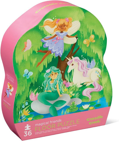 Crocodile Creek 36-Piece Jigsaw Floor Puzzle - Shark Reef - for Kids Ages 3-5 - Heavy-Duty Shaped Box for Storage - 24" W x 18" H Finished