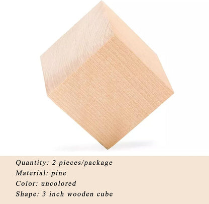 Wood Blocks for Crafts, Unfinished Wood Cubes, 2 Inch Natural Wooden Blocks, Pack of 8 Wood Square Blocks, Wooden Cubes for Arts and Crafts and DIY Projects