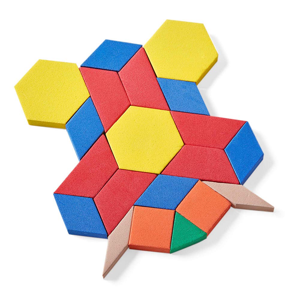 hand2mind Foam Pattern Blocks, Geometric Shapes for Kids, Pattern Play, Toddler Pattern Blocks, Learning Shapes for Kindergarten, 3D Shapes Manipulatives, Sorting Math Blocks (Set of 1,250)