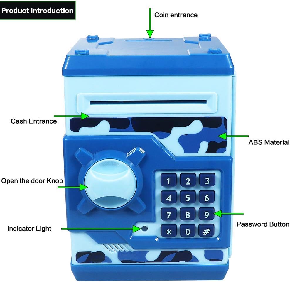 Piggy Bank Electronic Mini ATM for Kids Baby Toy, Safe Coin Banks Money Saving Box Password Code Lock for Children,Boys Girls Best Gift (Silver)