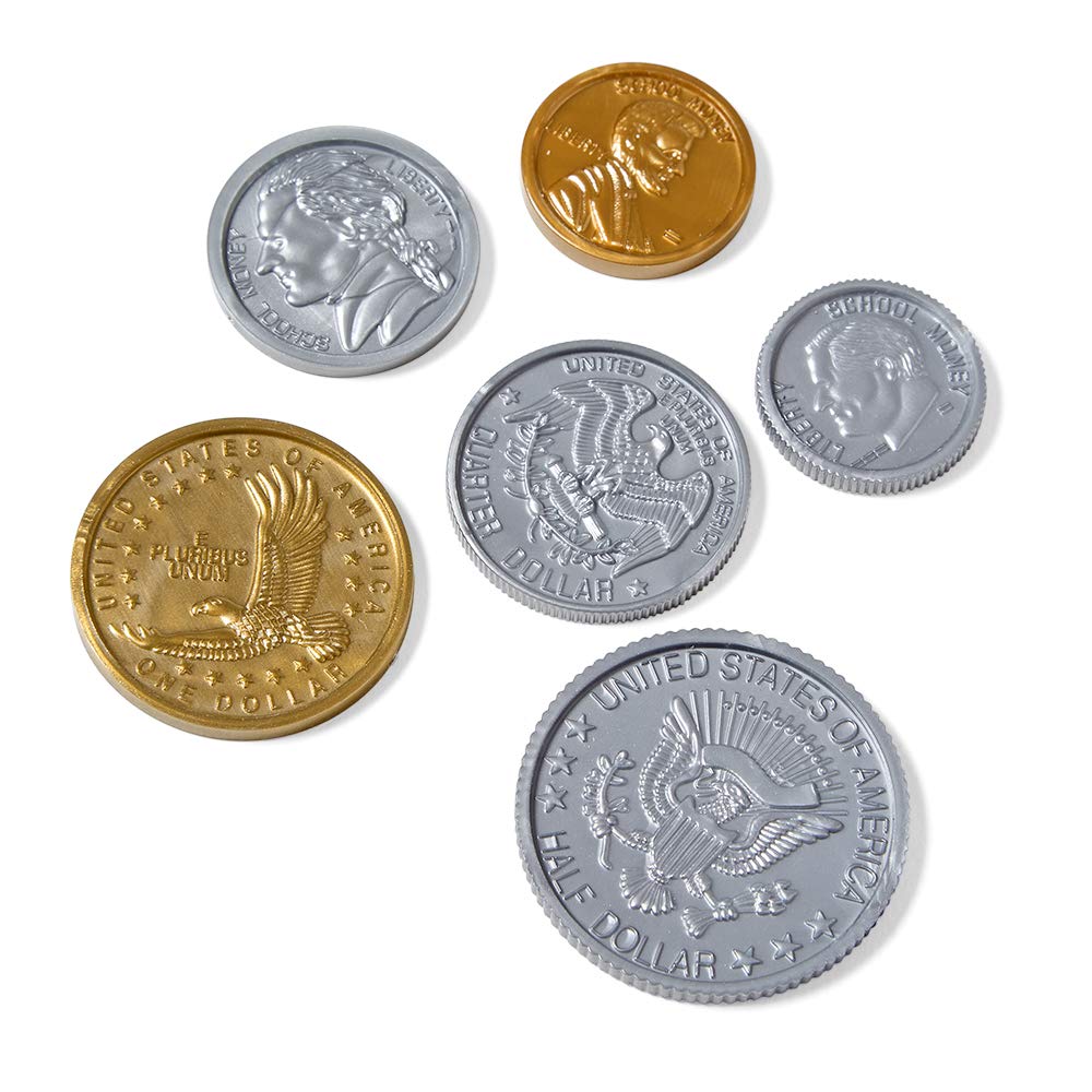 hand2mind Fake Money Coin Kit, Detailed Fake Coins, Prop Money, Toy Money, Play Money for Kids, Realistic Money, Pretend Money for Kids Learning, Play Money Set, Plastic Coins (Set of 500 Coins)