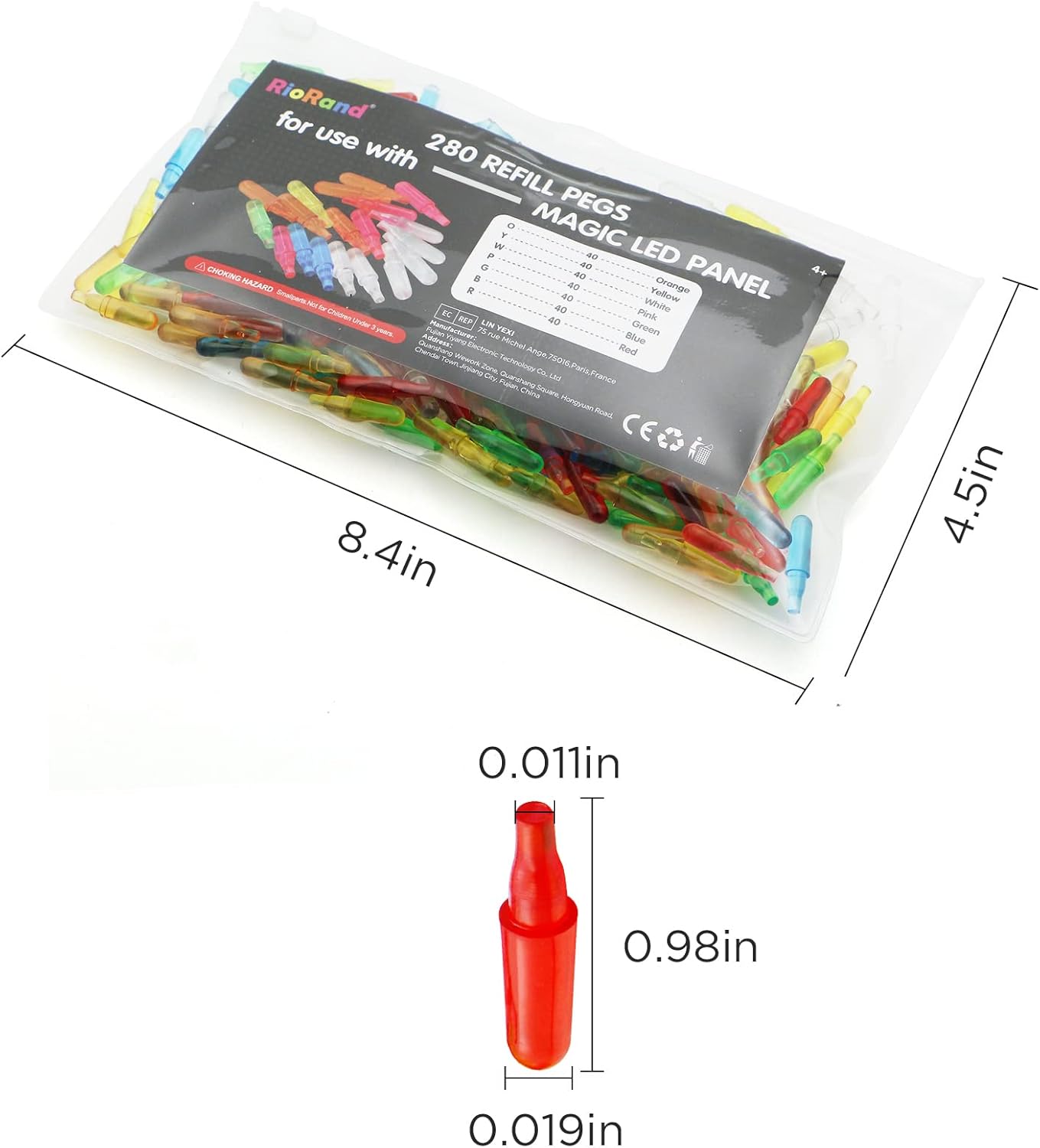 RioRand Refill Pegs 280 PCS Magic LED Panel Light Up Board Accessories for Kids Aged 4 +