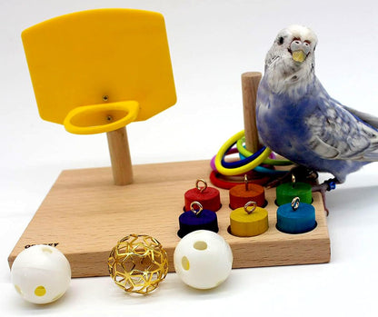 QBLEEV Bird Training Ring Toy, Parrot Trick Tabletop Toys, Educational Stacking Color Rings, Cage Toys