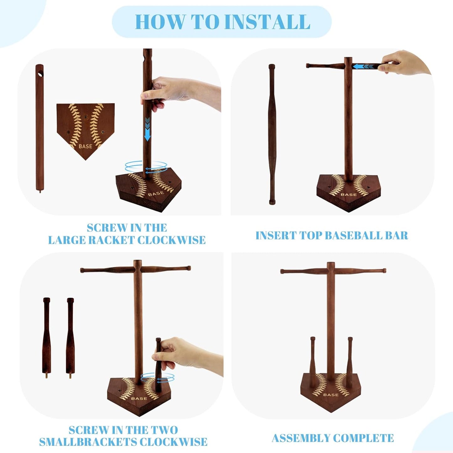 rain bunny Wooden Baseball or Softball Drip Necklace Organizer Holder, Championship Ring Display Holder, Softball Ring Holder, Drip Necklace Baseball Display Gift (Walnut Red)