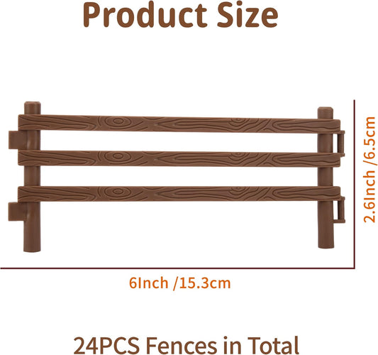 TOYMANY 20PCS Corral Fencing Panel Accessories Playset Includes 2 Gates Fences, Plastic Fence Toys for Barn Paddock Horse Stable or Farm Animals Horses Figurines, Educational Gift for Kids Toddler