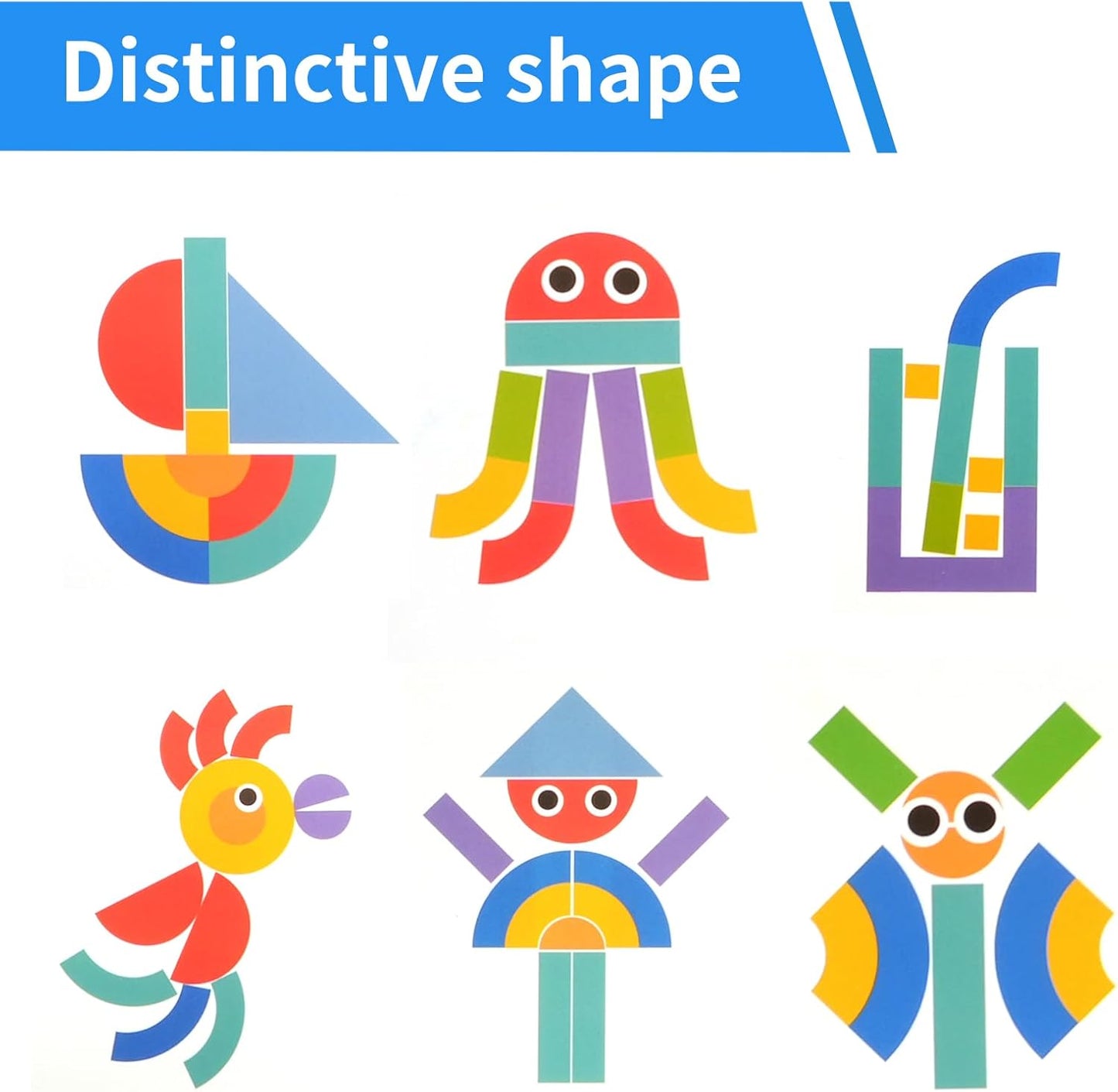 Wooden Tangrams Pattern Blocks, Cognitive Difficulties for Elderly People, Brain-Boosting Crafts Activities for Elderly（Elephant Style）