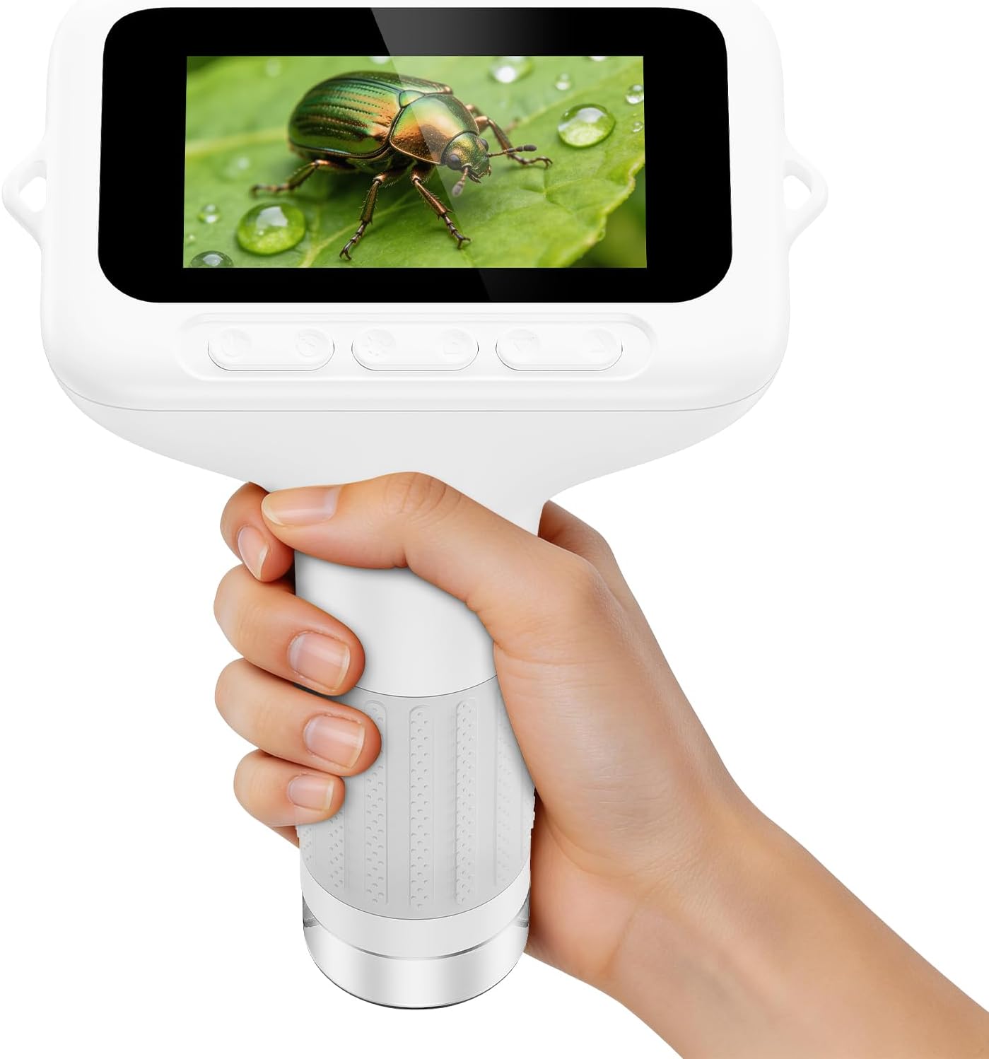 1000X Handheld Digital Kids Microscope with 3.0" IPS Screen, USB-Powered STEM Educational Science Toy with 8 LED Lights & Photo/Video Capture, Portable Learning Gift for Boys & Girls(White)