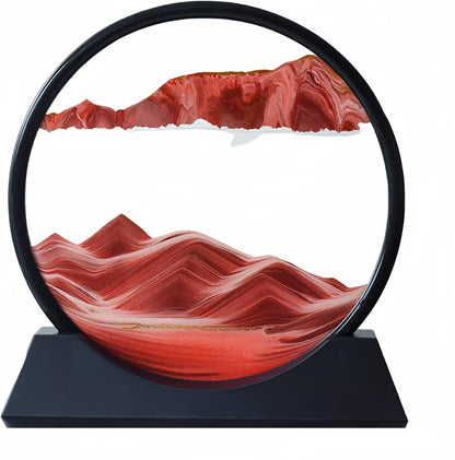 BGFJYUK Moving Sand Art Picture in Motion, Round Tempered Glass 3D Deep Sea Sandscapes with Display Flowing Sand Frame for Relaxing Desktop Home Office Work Décor for Kids Adults （Blue, 7inch