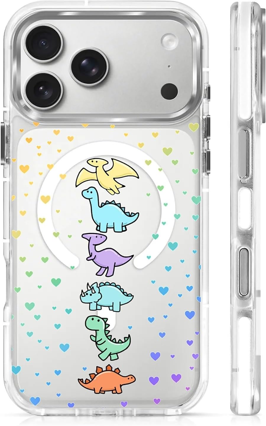 for iPhone 17 Pro Max Case [Compatible with Magsafe],Girls Women Clear Magnetic Case Silicone Shockproof Protective Cover with Pattern Colorful Motivational Letters