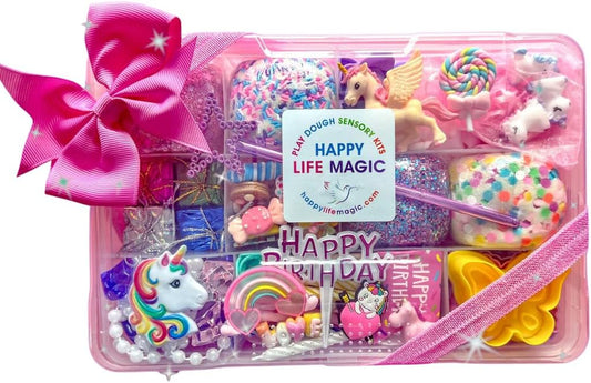 Unicorn Birthday Play Dough kit, Play Dough kit, Playdough kit, playdoh kit, play doh kit, Busy Box, Sensory Kit, Kids gift, sensory bin