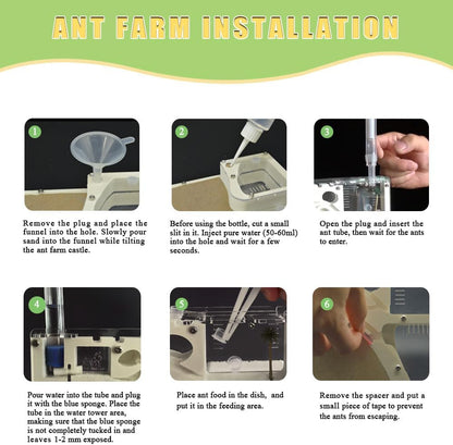 ELNMLHT Ant Farm Castle, Ant Farms with Yellow Sand and Tool Kit, Ant Colony Observation Kit, Ant Viewing Habitat Science Kit, Educational & Learning Science Kit for Kids, Adults, Student (Ant Farm B)