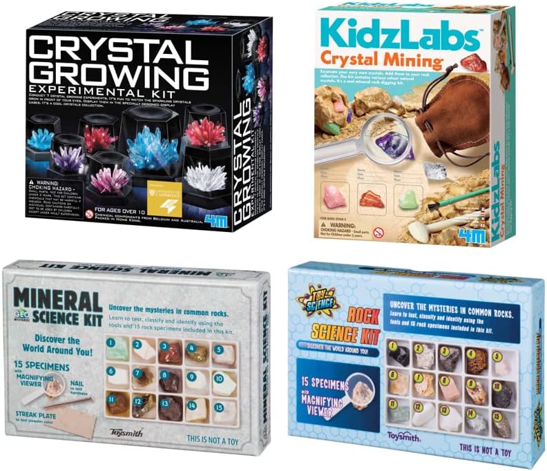 Toysmith Crystal Growing Kit, Crystal Mining Kit, Rock Science Kit, and Mineral Science Kit; Geology Science Set