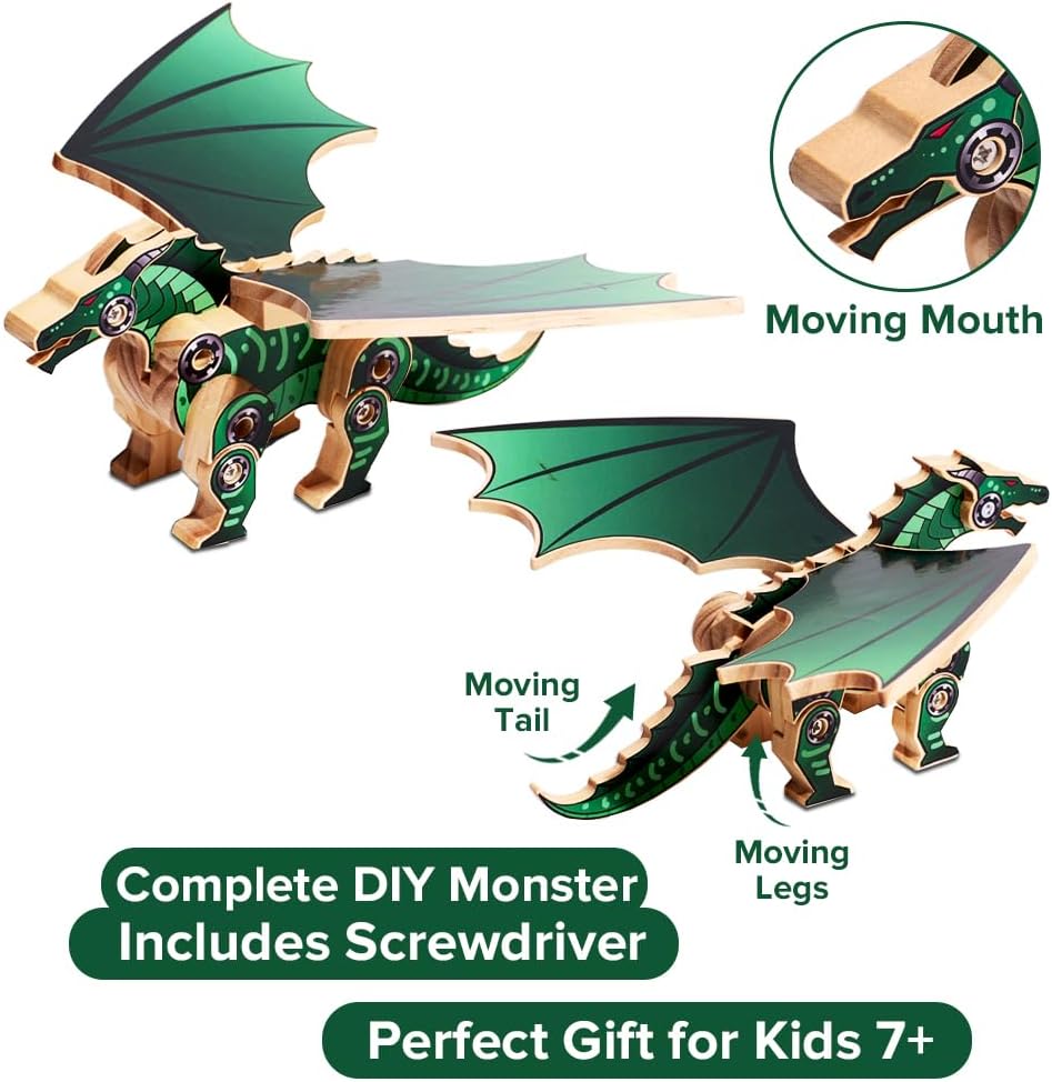 Little Jupiter DIY Wooden Kit with Stickers - Dinosaur Toys for Kids for 7-12 Yrs - Dinosaur Toy Woodworking Kits - Wood Crafts - Kids Building Kit - Wooden Crafts (Stegosaurus)