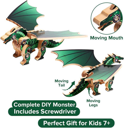 Little Jupiter DIY Wooden Kit with Stickers - Dinosaur Toys for Kids for 7-12 Yrs - Dinosaur Toy Woodworking Kits - Wood Crafts - Kids Building Kit - Wooden Crafts (Stegosaurus)