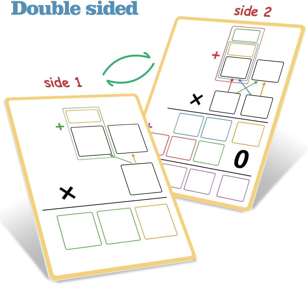 Lachilly Double Sided Dry Erase Handwriting Practice Boards Fractions Learning Place Value from Billions to Decimal Numbers Math Grid Manipulative Lapboard for Students