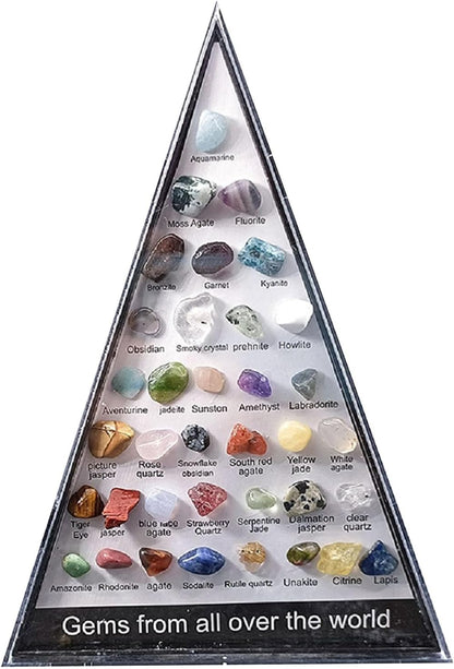 Natural Gem and Rock Collection 36 Kind Mineral Ore Collection Specimens Natural Crystal Specimens and Geology Gem Kit Educational Gift for Kids Student Champaign Gold